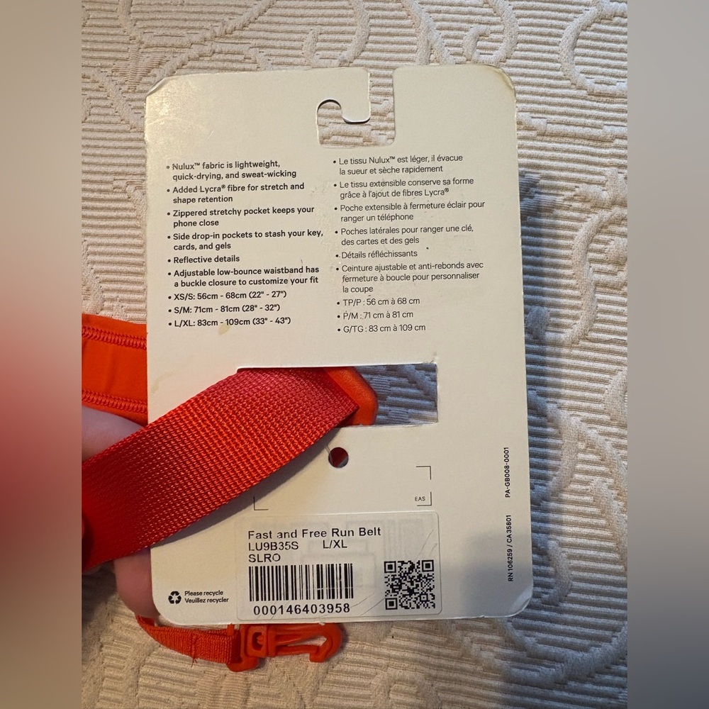 Lululemon fast and free run belt, NWT. L/XL.